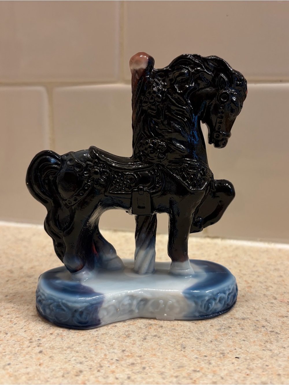 Rare VTG Mosser Carnival Glass Vi Hunter Carousel Horse
